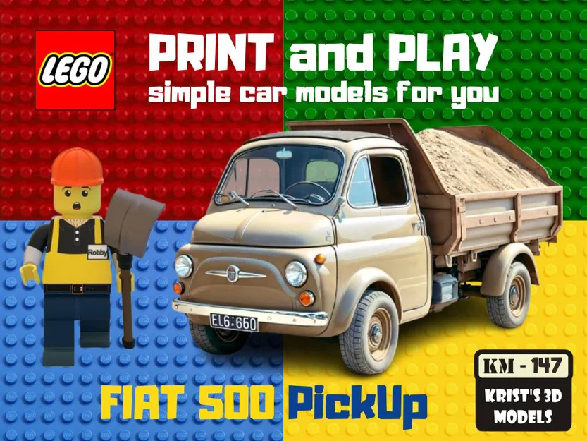 Mô hình xe tải LEGO Fiat 500 PickUp in 3D cực chất - Image 1