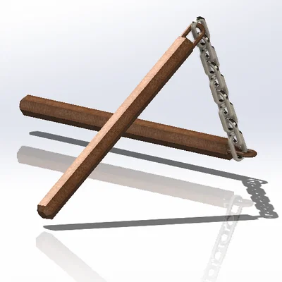 Mô hình côn nhị khúc (Nunchucks) 3D đơn giản, độc đáo