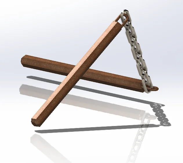 Mô hình côn nhị khúc (Nunchucks) 3D đơn giản, độc đáo