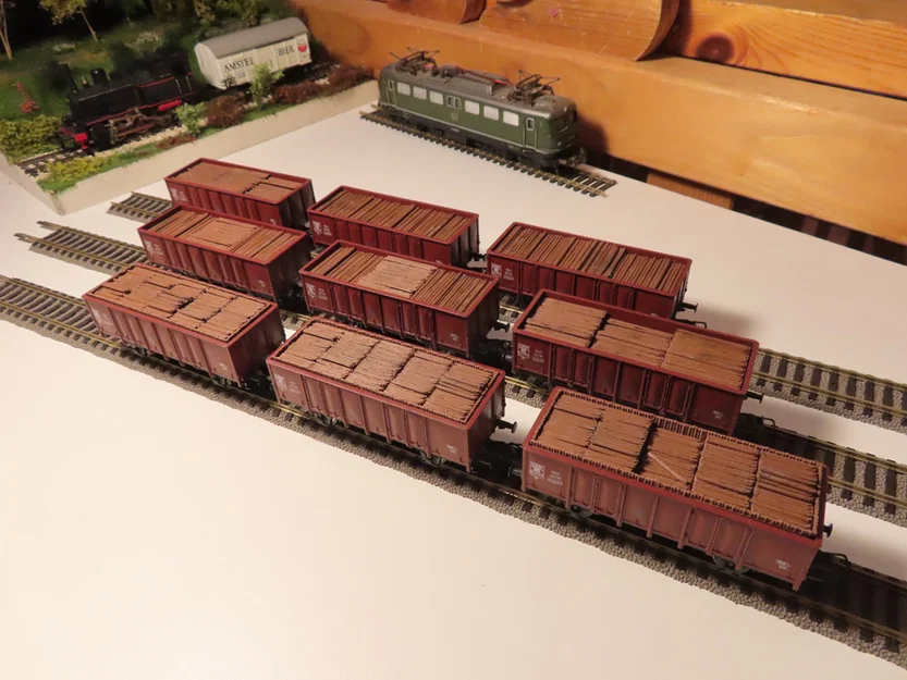 Kiện gỗ mô hình tỉ lệ 1:87 H0 cho toa tàu hàng hở UIC loại E - Image 1