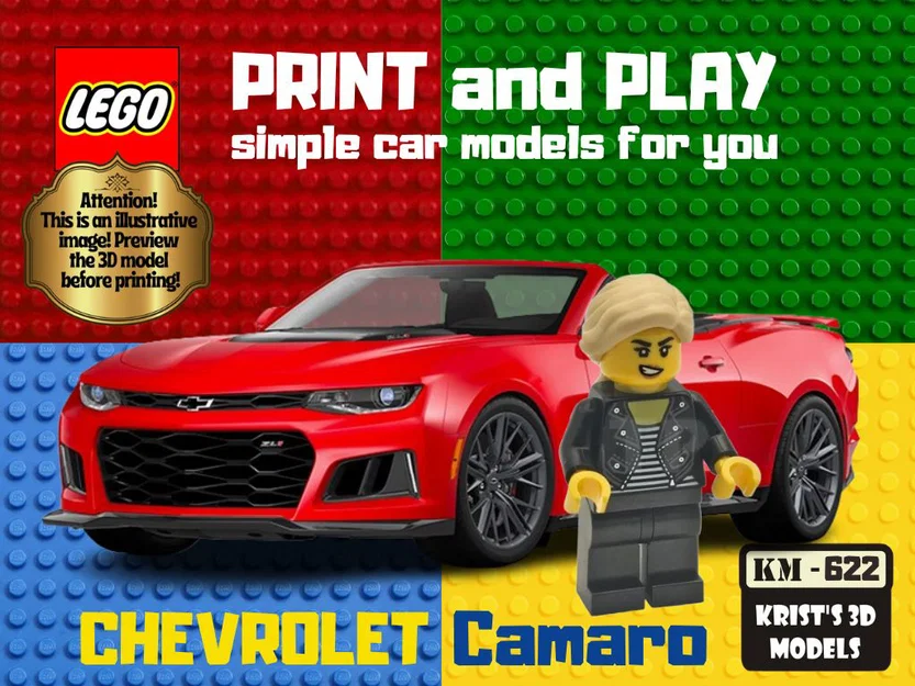 Mô hình xe Chevrolet Camaro phong cách LEGO in 3D độc đáo - Image 1