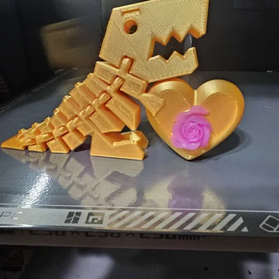 Mẫu in 3D Flexi Rex Valentine với trái tim và hoa hồng đáng yêu