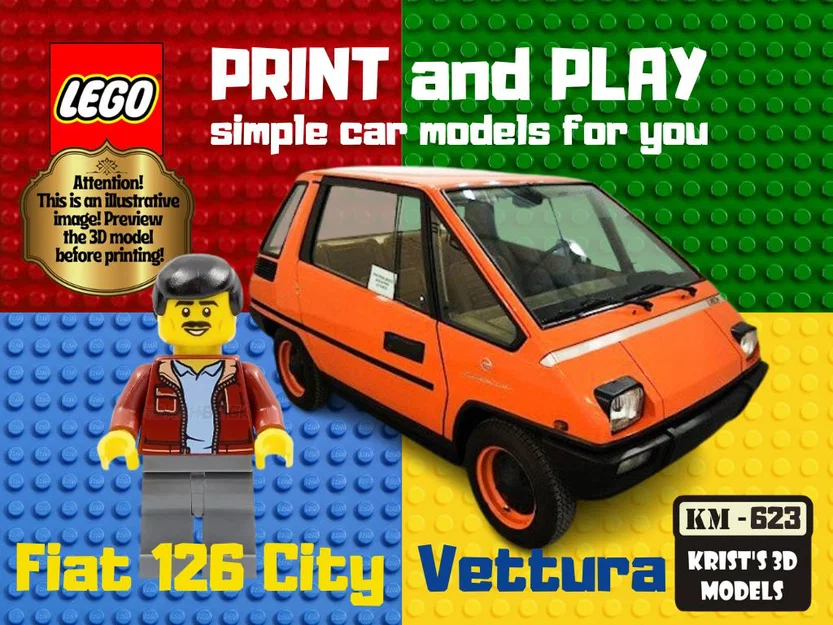 Mô hình 3D xe Fiat 126 City cổ điển - Tải file in chất lượng - Image 1