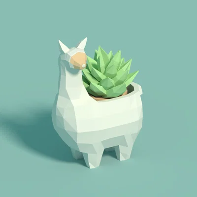 Chậu cây Alpaca Planter - Thiết kế Lowpoly độc đáo