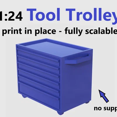 Xe Đẩy Dụng Cụ - Phụ kiện diorama gara tỉ lệ 1:24