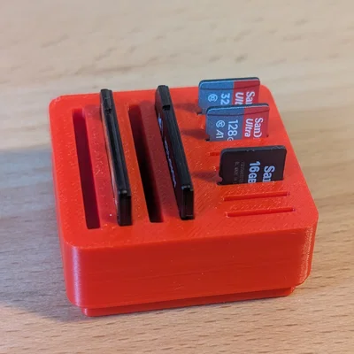 Khay đựng thẻ SD và MicroSD chuẩn Gridfinity dạng thấp gắn ngăn kéo bàn làm việc