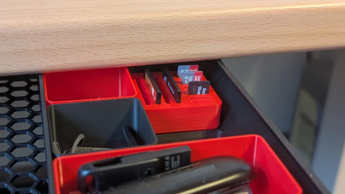 Khay đựng thẻ SD và MicroSD chuẩn Gridfinity dạng thấp gắn ngăn kéo bàn làm việc - Image 3