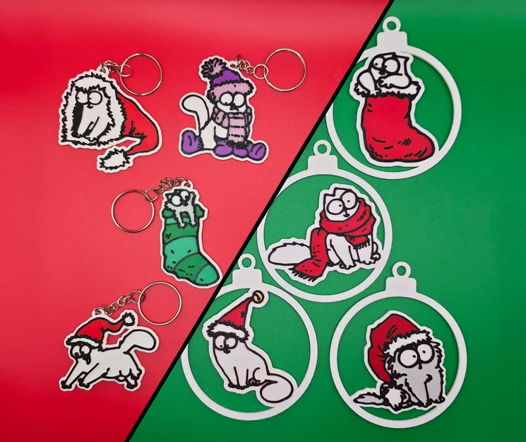 Móc khóa/Đồ trang trí cây thông Noel Simon's Cat phiên bản Giáng sinh - Image 1