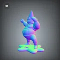Mô hình 3D Patrick Star siêu anh hùng phong cách Chibi - Nhân vật SpongeBob cơ bắp - Thumbnail 3