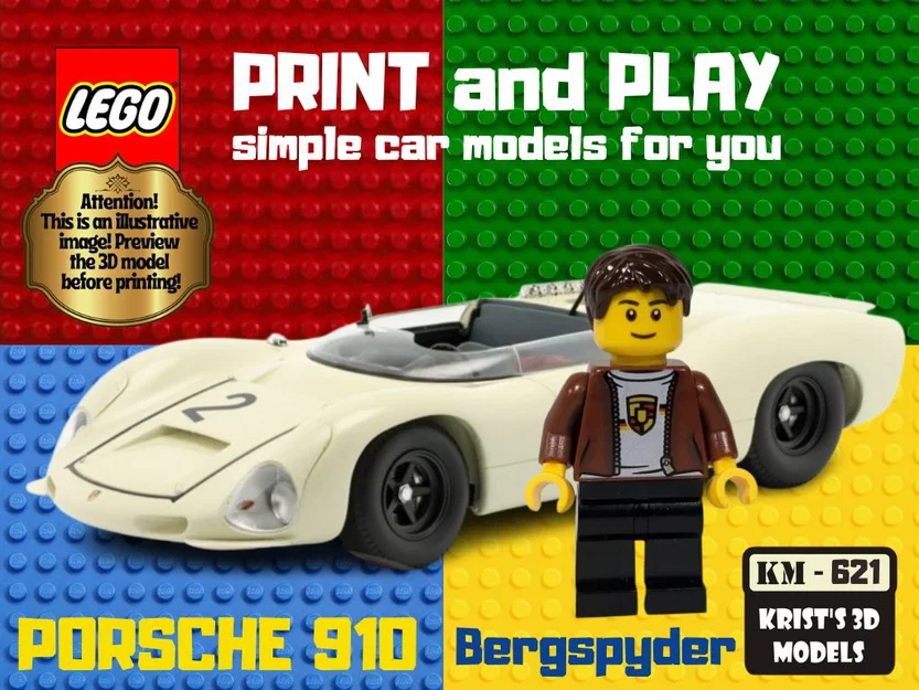 Mô hình 3D xe đua cổ điển LEGO Porsche 910 Bergspyder 1967 - Image 1