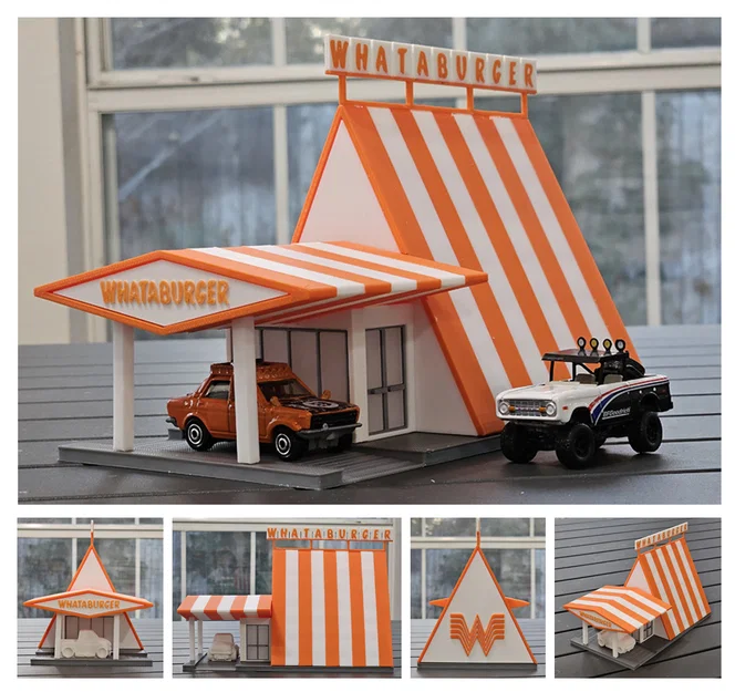 Mô hình cửa hàng Whataburger cổ điển tỷ lệ 1:64 cho diorama - Image 1