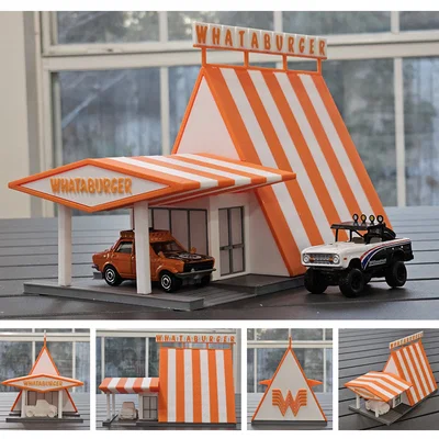 Mô hình cửa hàng Whataburger cổ điển tỷ lệ 1:64 cho diorama