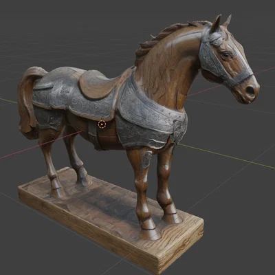 Tượng Ngựa Chiến Với Giáp Trụ Tinh Xảo - File In 3D Độc Đáo
