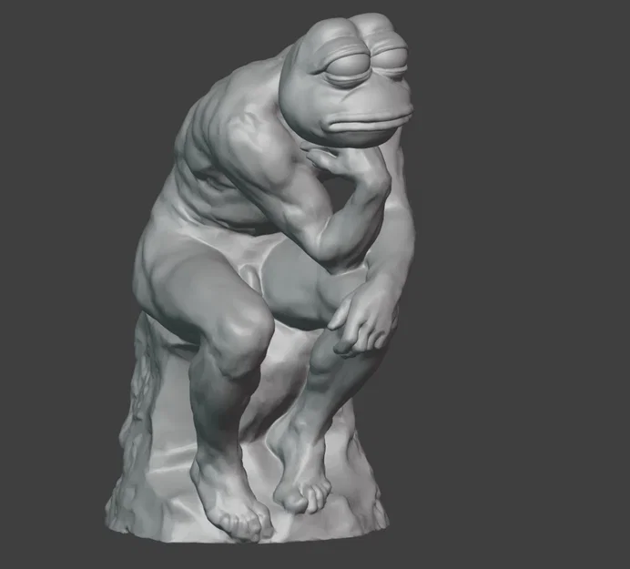 Tượng ếch Pepe Suy Tư (Pepe the Thinker V2) in 3D độc đáo - Image 1