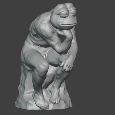Tượng ếch Pepe Suy Tư (Pepe the Thinker V2) in 3D độc đáo
