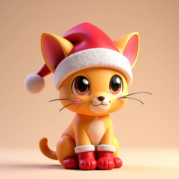 Chú Mèo Giáng Sinh Dễ Thương Với Chiếc Mũ Noel - Image 3