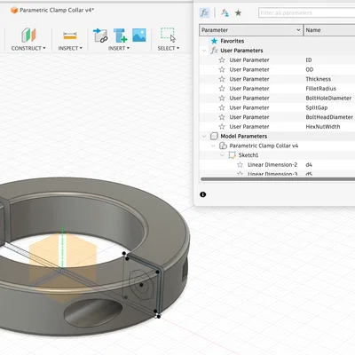 Vòng kẹp trục Parametric Clamp Collar - Tùy chỉnh linh hoạt trên Fusion 360