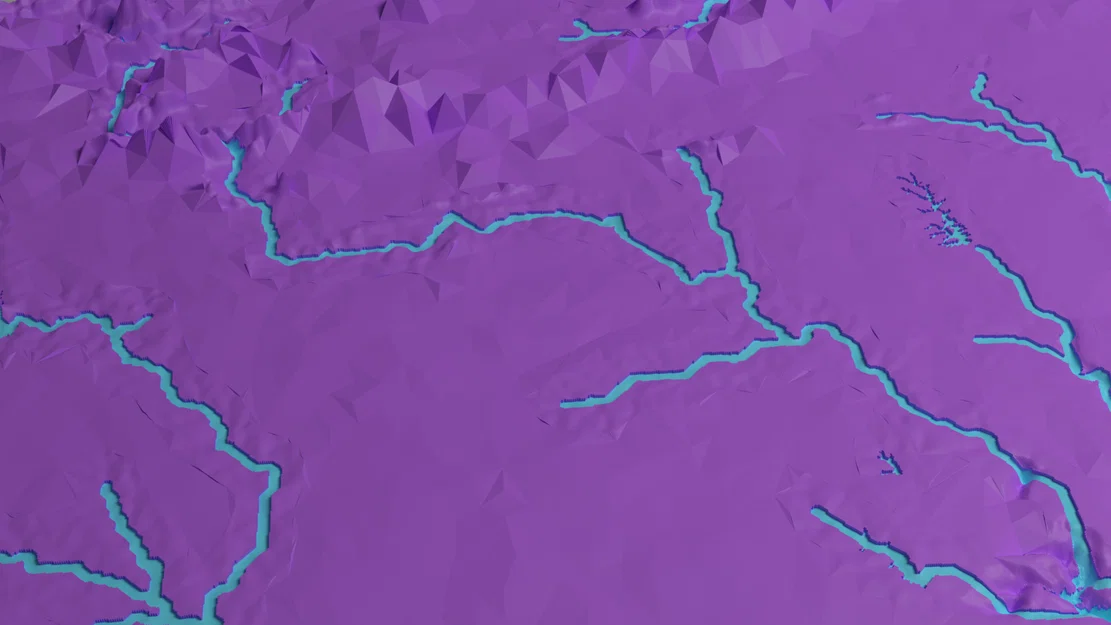 Bản đồ địa hình tiểu bang Virginia, Mỹ (VA) tích hợp sông ngòi in 3D - Image 6