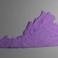 Bản đồ địa hình tiểu bang Virginia, Mỹ (VA) tích hợp sông ngòi in 3D - Thumbnail 7