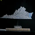 Bản đồ địa hình tiểu bang Virginia, Mỹ (VA) tích hợp sông ngòi in 3D - Thumbnail 8