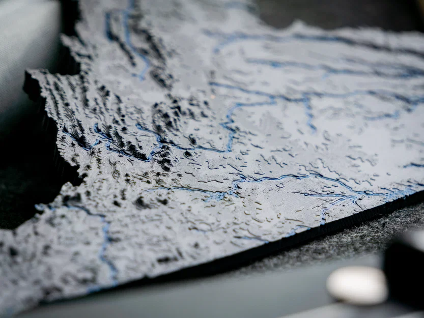 Bản đồ địa hình tiểu bang Virginia, Mỹ (VA) tích hợp sông ngòi in 3D - Image 11