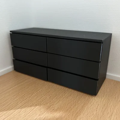 Tủ ngăn kéo mini phong cách IKEA Malm cho nhà búp bê (Tỉ lệ 1:12)