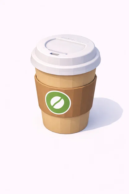 Mô hình 3D ly cà phê mang đi phong cách Low Poly đầy nghệ thuật - Image 1