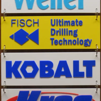 Bộ Logo Thương Hiệu Dụng Cụ Kobalt, Kreg, Fisch, Weller (In 3D)