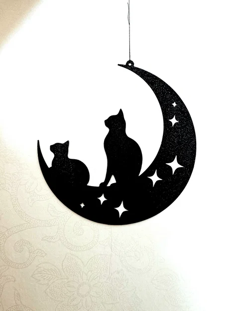 Mèo và mặt trăng, đồ trang trí treo tường/cửa sổ - Image 2