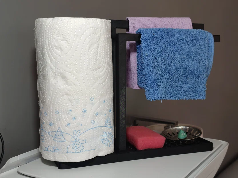 Giá Để Đồ Nhà Bếp Kiêm Kệ Treo Khăn và Giấy Lau - Image 3
