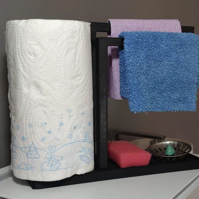 Giá Để Đồ Nhà Bếp Kiêm Kệ Treo Khăn và Giấy Lau