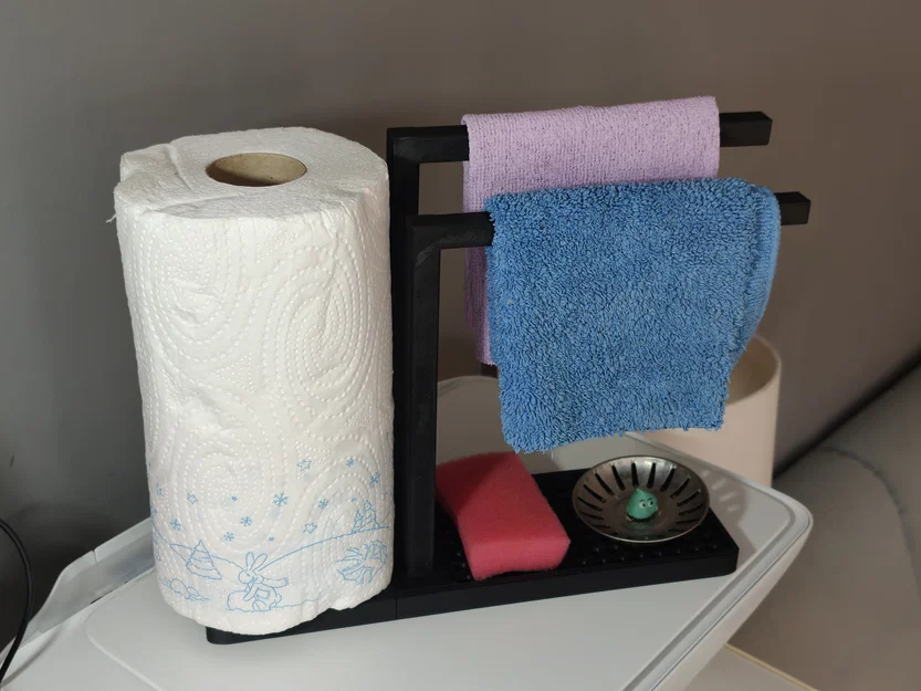 Giá Để Đồ Nhà Bếp Kiêm Kệ Treo Khăn và Giấy Lau - Image 6