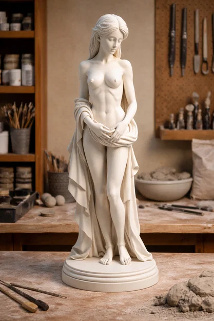 Mô hình tượng nữ thần điêu khắc nghệ thuật Veiled Female Statue STL - Image 1