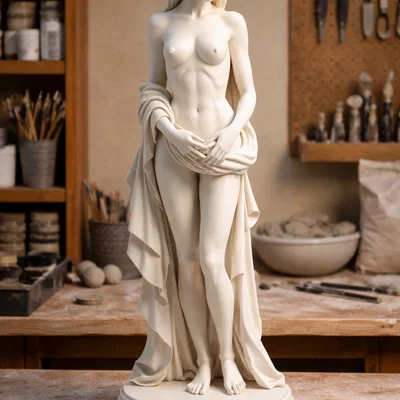 Mô hình tượng nữ thần điêu khắc nghệ thuật Veiled Female Statue STL