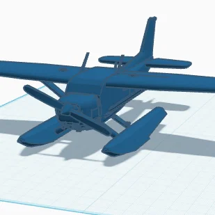 Mô hình 3D máy bay Cessna 172 với bộ phao hạ cánh