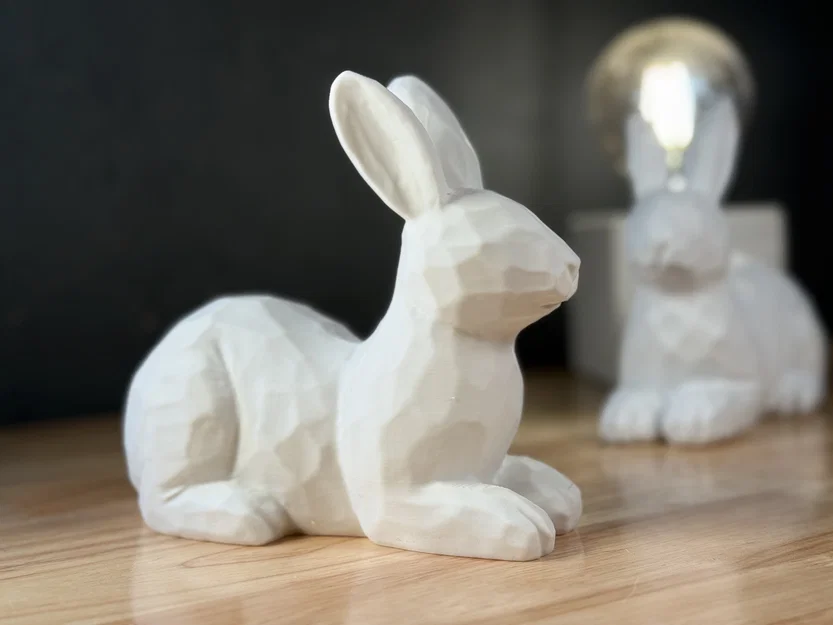 Tượng chú thỏ nằm (Poly Hase) - Mô hình 3D trang trí độc đáo - Image 1
