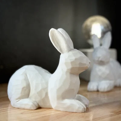 Tượng chú thỏ nằm (Poly Hase) - Mô hình 3D trang trí độc đáo