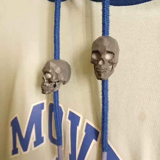 Đầu khóa dây áo Hoodie hình đầu lâu Low Poly in 3D phong cách - Image 1