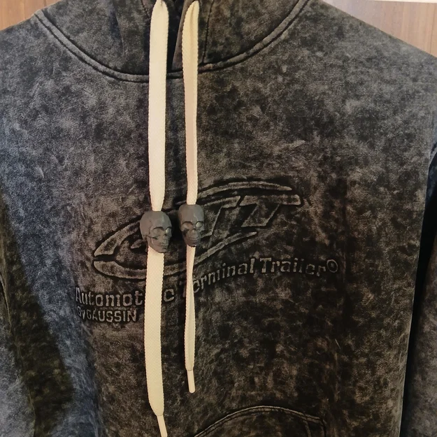 Đầu khóa dây áo Hoodie hình đầu lâu Low Poly in 3D phong cách - Image 2