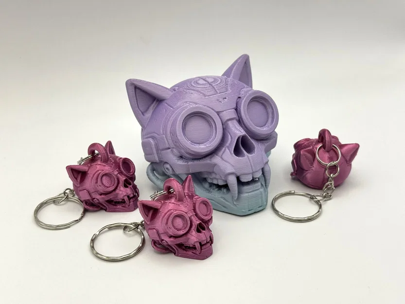 Mô hình Đầu Mèo Cyberpunk & Móc khóa - Image 1