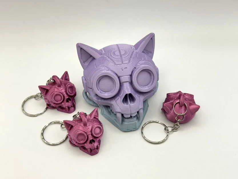 Mô hình Đầu Mèo Cyberpunk & Móc khóa - Image 3