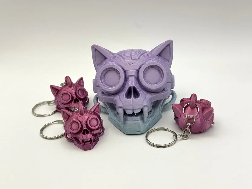 Mô hình Đầu Mèo Cyberpunk & Móc khóa - Image 4