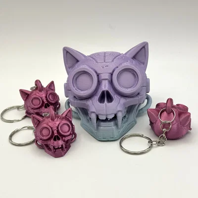 Mô hình Đầu Mèo Cyberpunk & Móc khóa