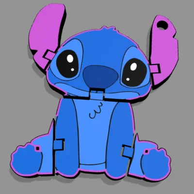 Móc khóa Stitch cử động linh hoạt (Flexi Fidget) in 3D siêu đáng yêu