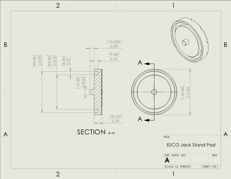 Miếng đệm chân kê xe (Jack Stand Pad) cho ESCO - Image 2