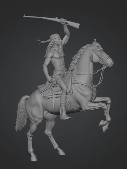 Mô hình 3D Chiến binh cưỡi ngựa chiến (Warrior on a White Stallion) - Image 1