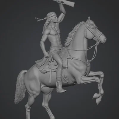 Mô hình 3D Chiến binh cưỡi ngựa chiến (Warrior on a White Stallion)