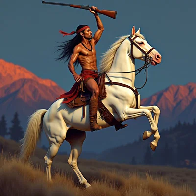 Mô hình 3D Chiến binh cưỡi ngựa chiến (Warrior on a White Stallion)
