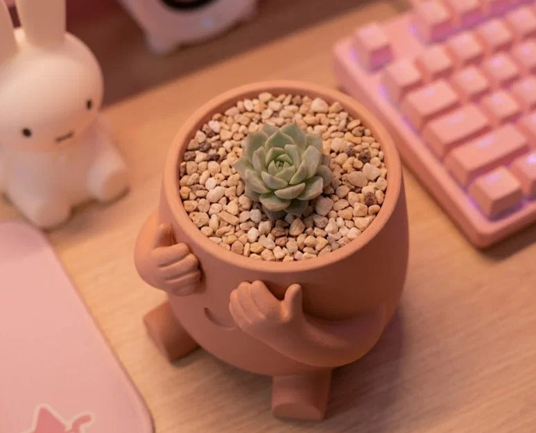 Chậu cây "Shy Ben" Peek-a-Boo - Đồ trang trí bàn làm việc đáng yêu - Image 4