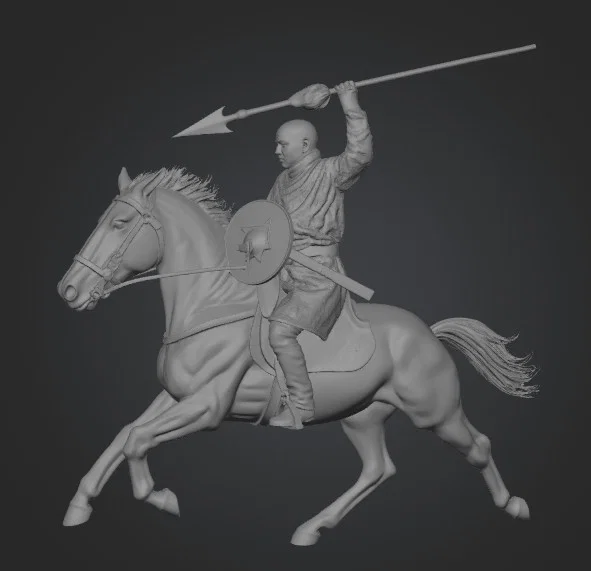 Mô hình kỵ binh Hung Nô xung trận in 3D chi tiết cao - Image 1